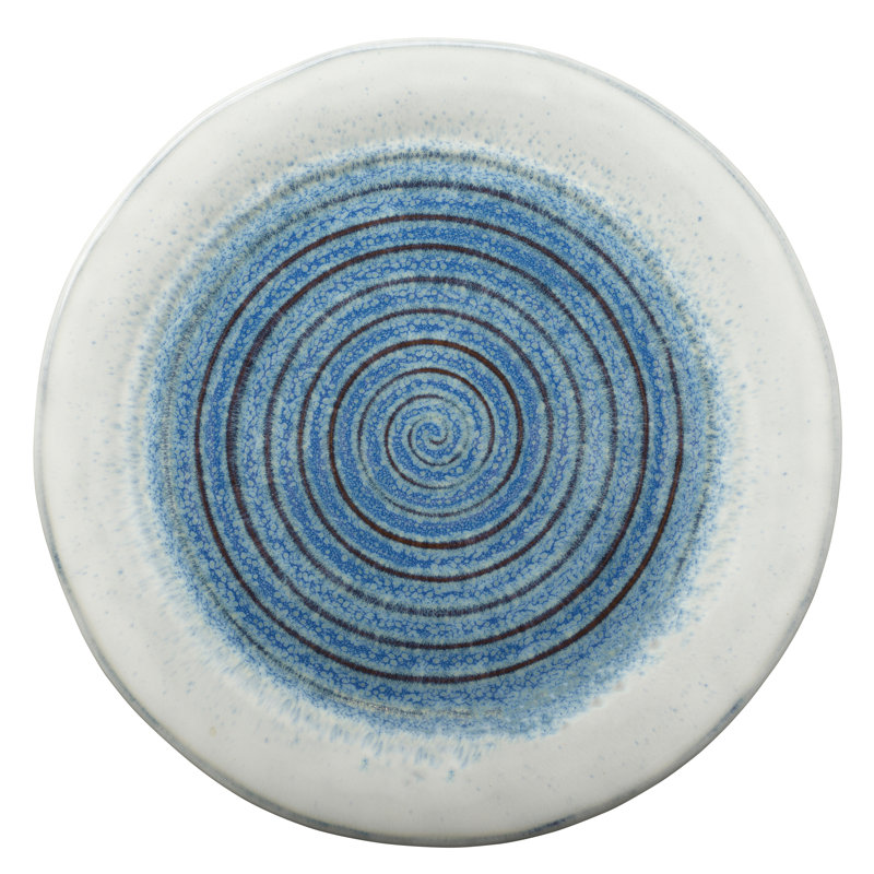 Talia Blue Porcelain Swirl 16-Piece Dinnerware Set, Service for 4