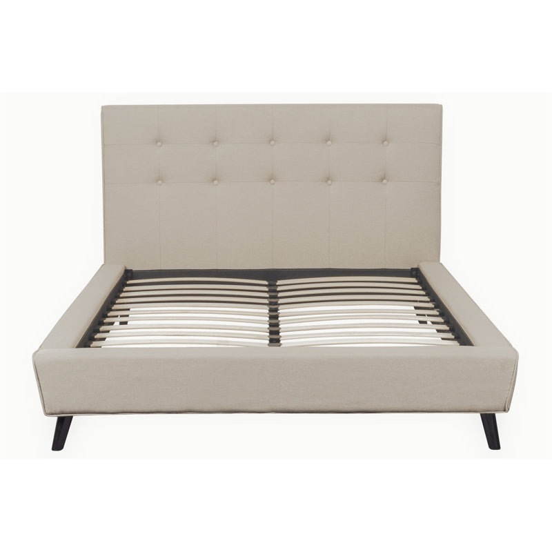 Upholstered Platform Bed, Full, Beige