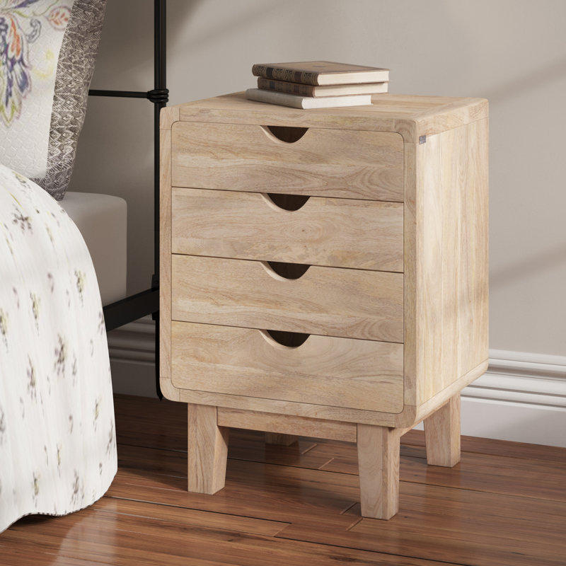Paquette 50cm W Solid Wood Bedside Table