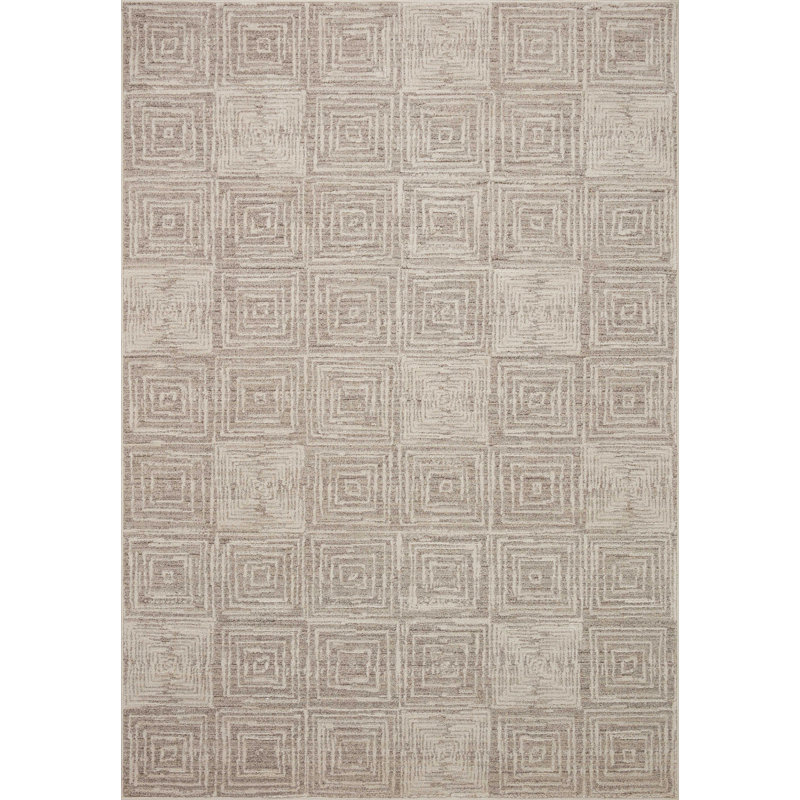Darby Beige and Gray Geometric Synthetic Rug, 2'-7" x 4'