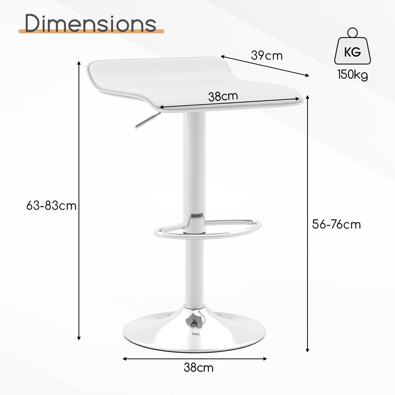 Cersten Swivel Adjustable Height Bar Stool, White