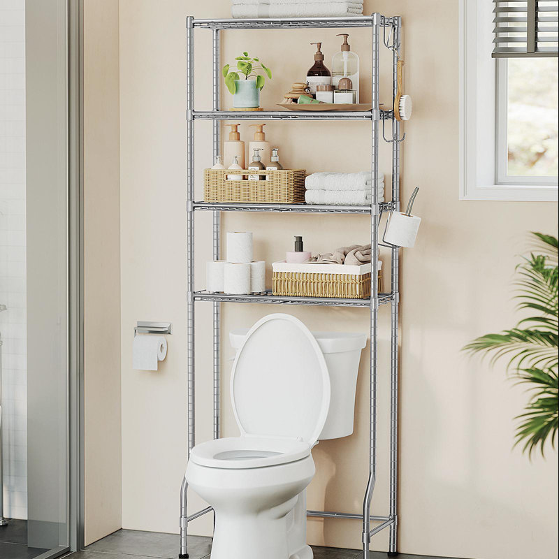 Space-saving Bathroom Storage Shelf Organizer, Silver Gray
