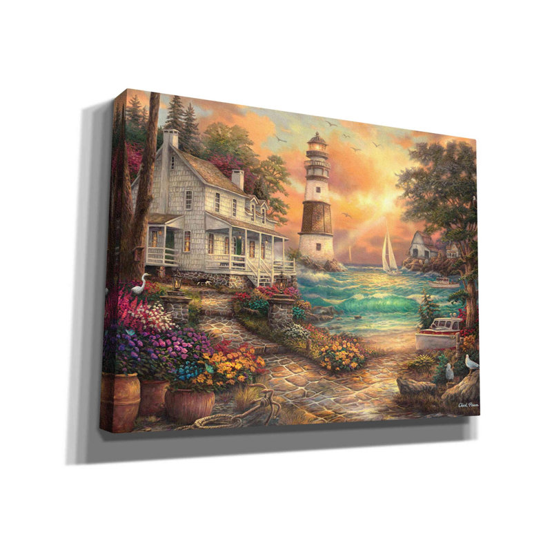 «Cottage by the Sea» par Chuck Pinson, art mural sur toile, L 16 po x H 12 po