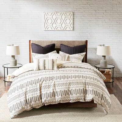 Ink+ivy Cotton Comforter Mini - With Charcoal Accents, 100% Cotton, 2 Shams, , Chic, Look, Hidden Bartacks,