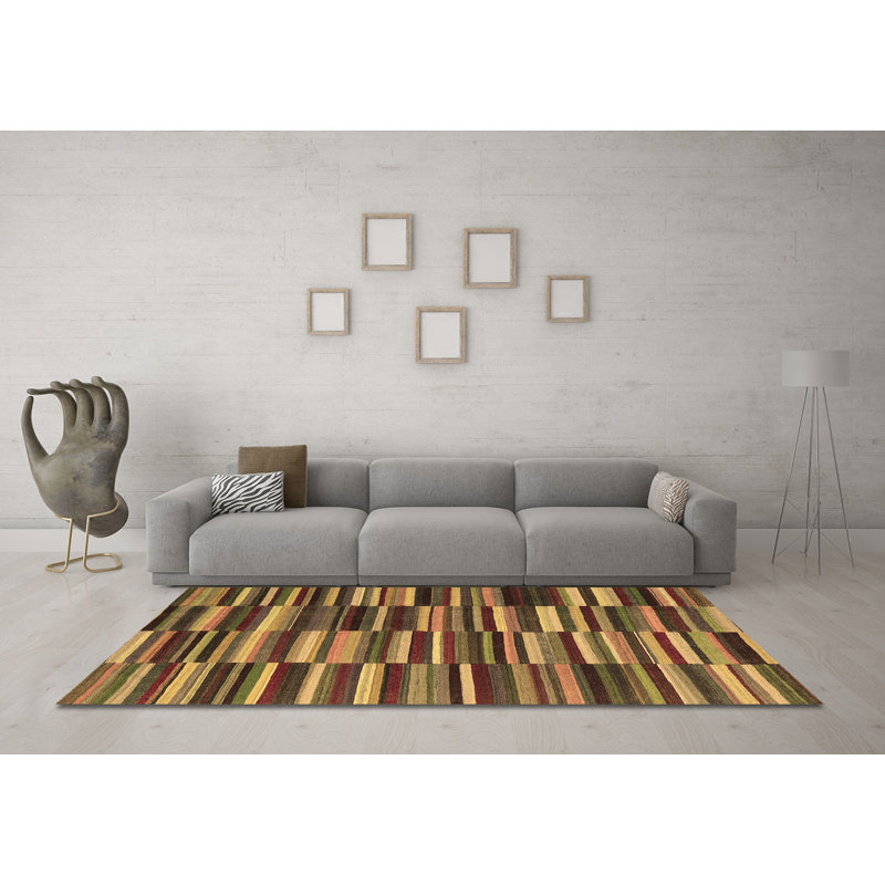 Washable Striped Indoor Rug, Round 4'