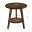 Ensemble de 2 tables de bout rondes en bois massif à 2 niveaux avec tablettes de rangement-849436488-849436493