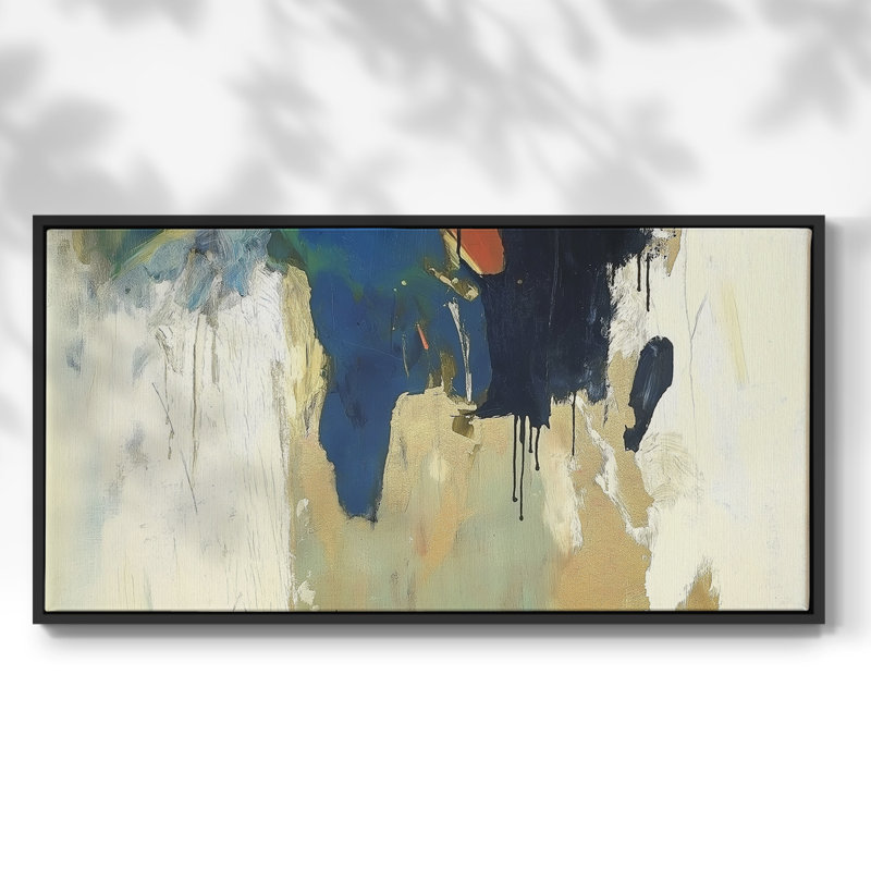 Série abstraite -XVVII- Toile tendue avec châssis tendue - Prêt à accrocher, H 21 po x l 41 po, Noir