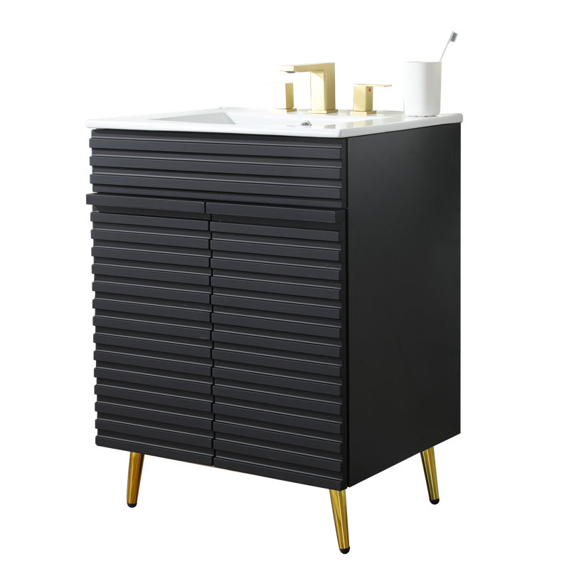 Ensemble de meuble-lavabo simple 24 po noir moderne