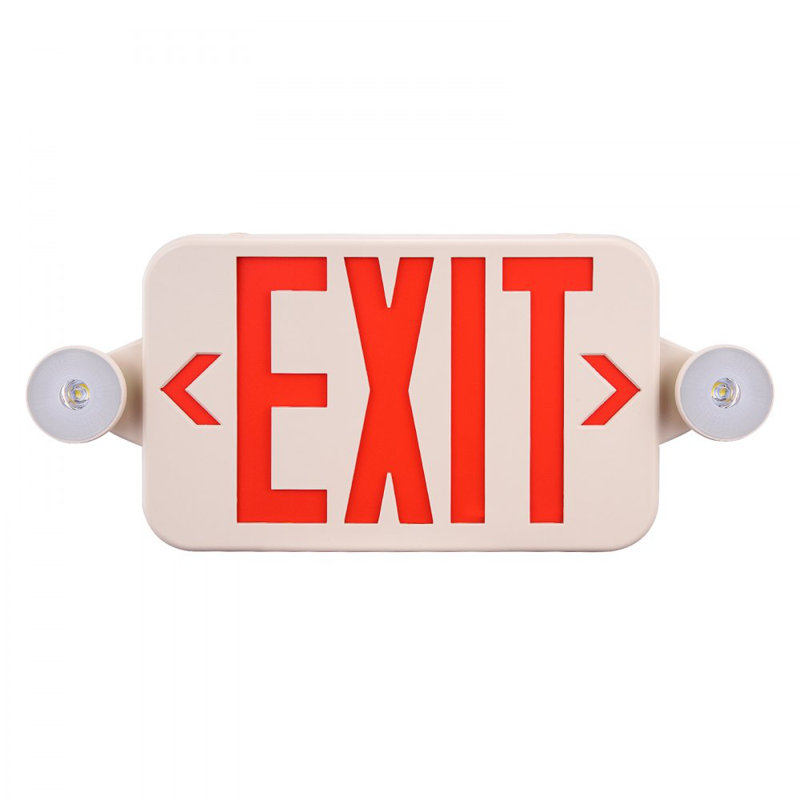 LED Exit Sign with Emergency Lights, Two LED Adjustable Heads Emergency Exit Light with Battery Backup, Combo Red Letter Fire Exit Lighting, Commercial Exit Signs Tested to UL Standards