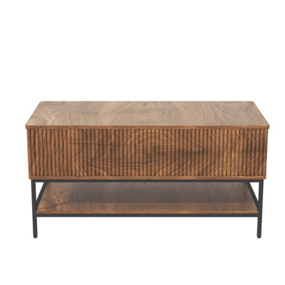 Rectangular Lift Top Coffee Table 39.4 Inch, Style, Hidden Storage, Lower Shelf, Stable Steel Structure, Rustic Brown Inch Rectangle, Style With Stora