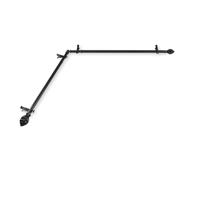 Tringle à rideaux simple en angle Leatherhead, 48 po à 84 po, Noir