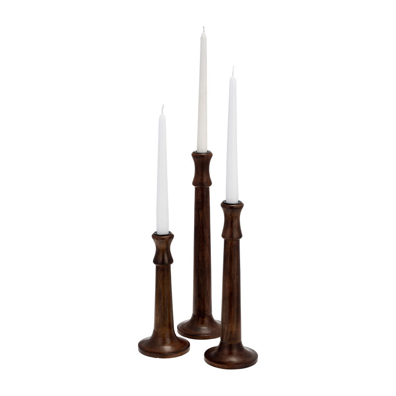 Zeppelin Solid Wood Tabletop Candlestick, 9" H x 4" W x 4" D