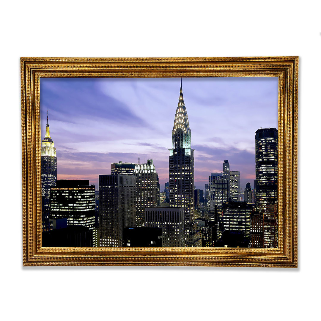 NYC Empire State Building Lilac Sky - Einzelner Bilderrahmen Kunstdrucke