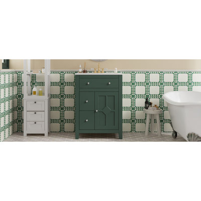 Meuble-lavabo compact en céramique d'élégance française de conception moderne pour les petits espaces