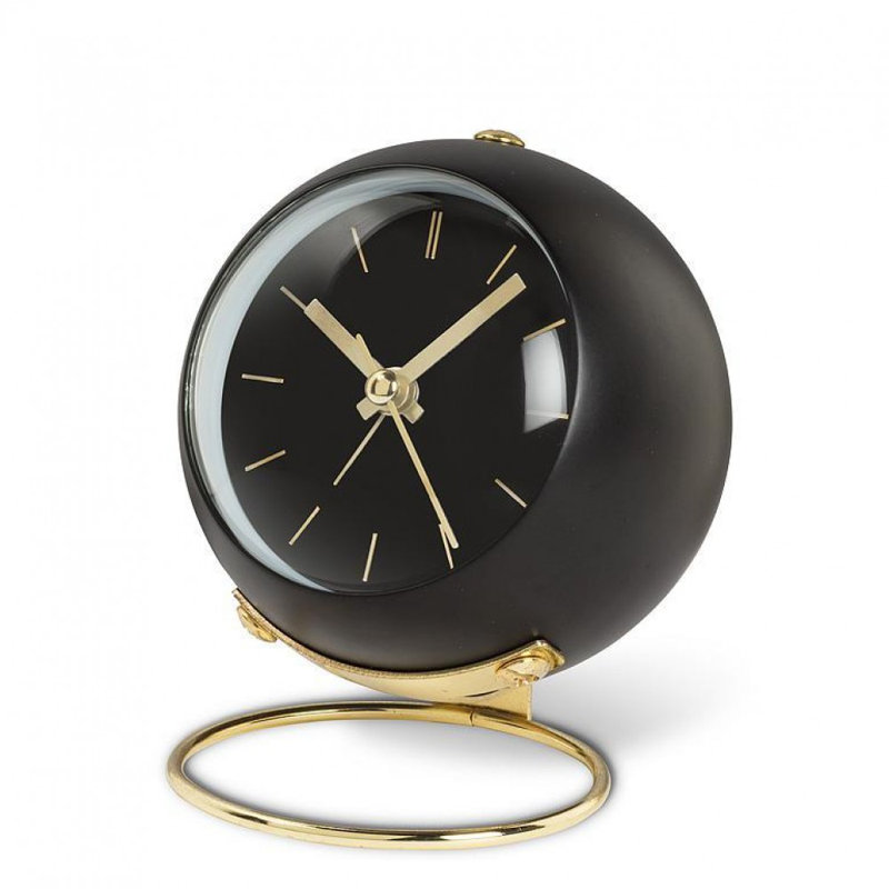 Réveille-matin boule avec boucle, Noir et or