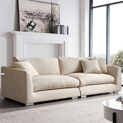 Creamy-white Chenille Modular Sofa cushion couch