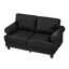 Canapé moderne de 151 cm (59,5 po) en cuir de vache noir, clous argentés sur les accoudoirs ronds, structure en bois massif, coussin d'assise en mousse haute densité, housse amovible, rangement de style classique, ressorts ensachés