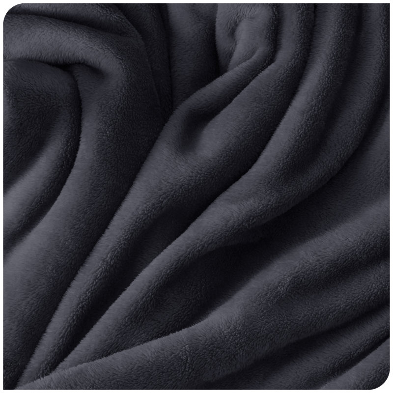 Lacey-Louise 100% Polyester Soft Reversible Mink Faux Plush Fur Fleece Throw/ Blanket, W200 x L240cm, Black