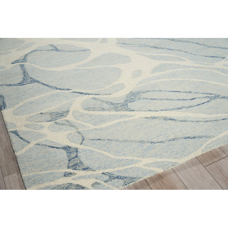 Rio hand-tufted New Zealand Wool Beige/Ivory Area Rug, Blue/Ivory, Rectangle 9' x 12'