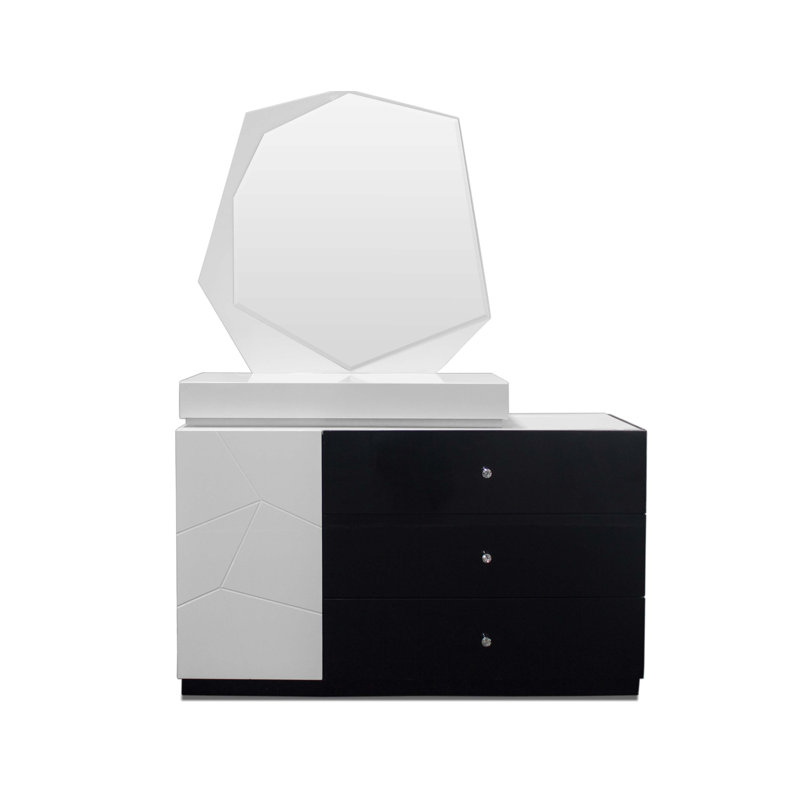 Athlone 54" White with Black Dresser & Mirror Set 