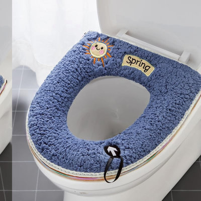 CozyGuard Waterproof Bathroom Seat Cushions - Soft, Warm, Washable, Universal Fit with Hanging Loop-2/Pcs