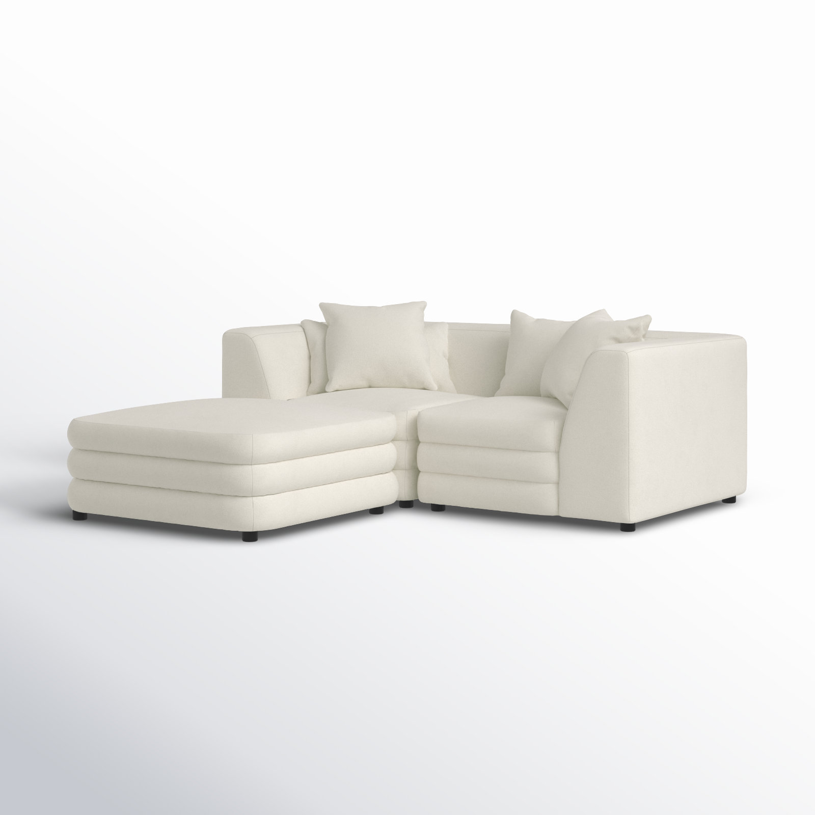 Donia Modular Upholstered Reversible L-Sectional, Warm White Basketweave