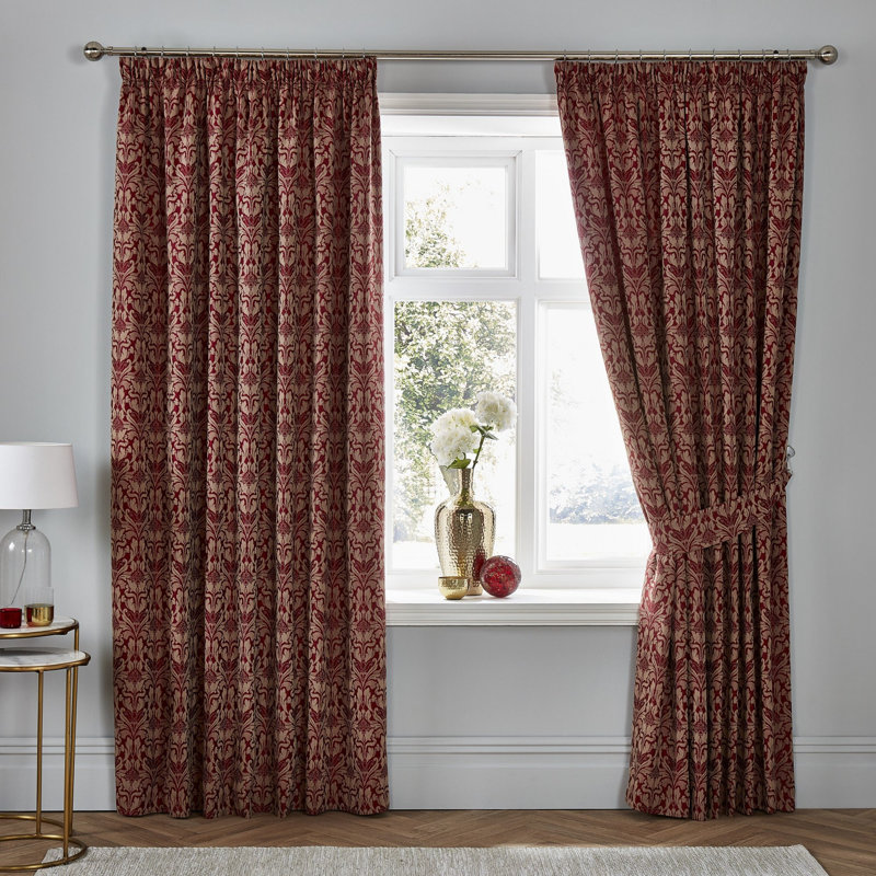 Cotton Blend Semi Sheer Curtain Pair, Burgundy