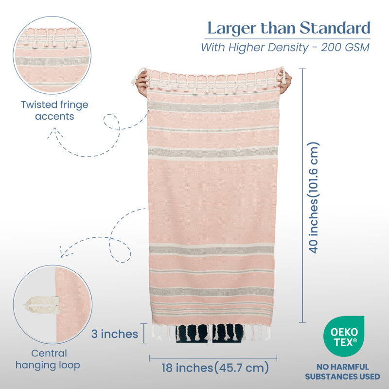 100% Cotton - Kitchen and Bathroom Turkish Hand Towels (Set of 2)| Decorative Hand Towels for Bath, Guest, Face, Hair, Tea, Dishcloth | 40”x18”
