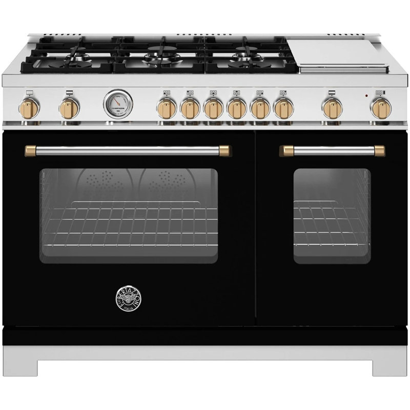 Bertazzoni 48 in. W Smart Gas Slide-In, Matte Black