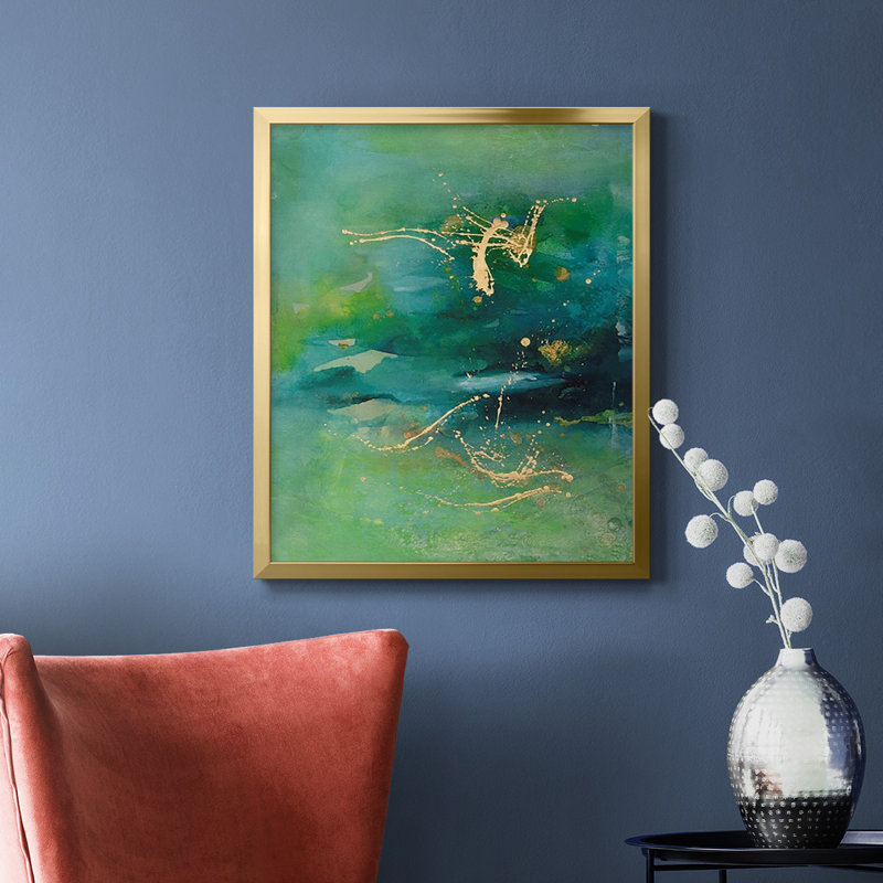 «Peaceful Diptych II», toile encadrée de qualité supérieure - prête à être accrochée, Or, H 20 po x l 16 po