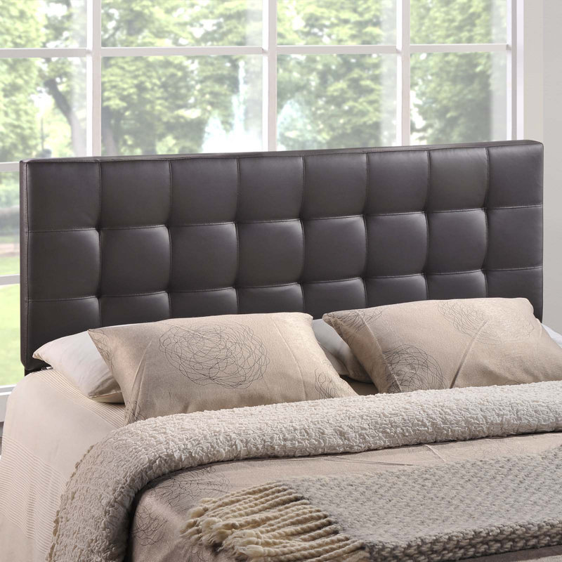 Lily Upholstered Vinyl Queen Headboard, Queen, Leather Brown