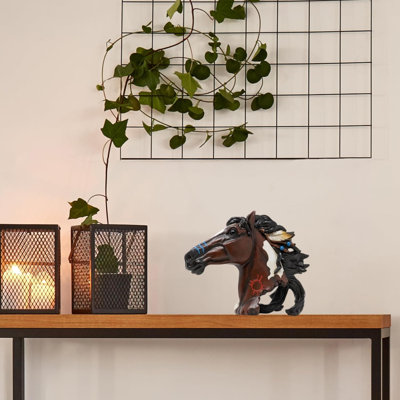 Figurine équestre en résine rustique de style sud-ouest avec tête de cheval Cowboy