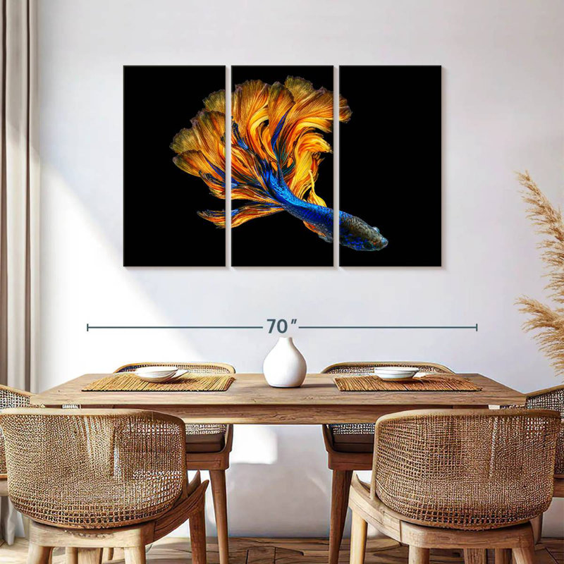 Brampt Yellow Tailed Blue Betta Fish, 36" H x 57" W