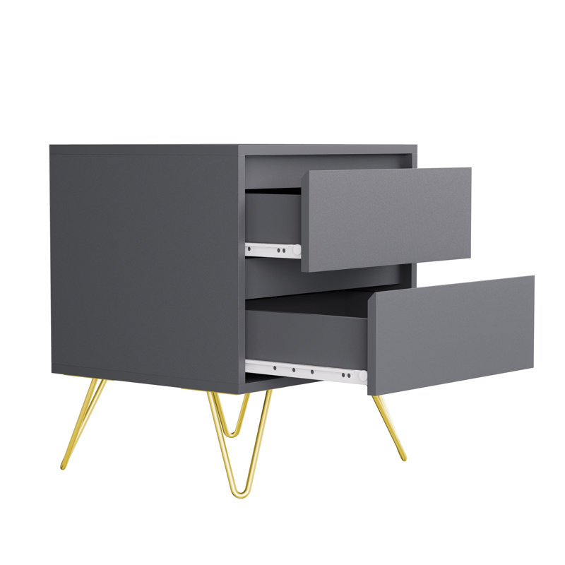 Almaas 45cm W Bedside Table, Grey