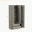 Armoire à miroir 3 portes avec 2 tiroirs et armoire supérieure, gris