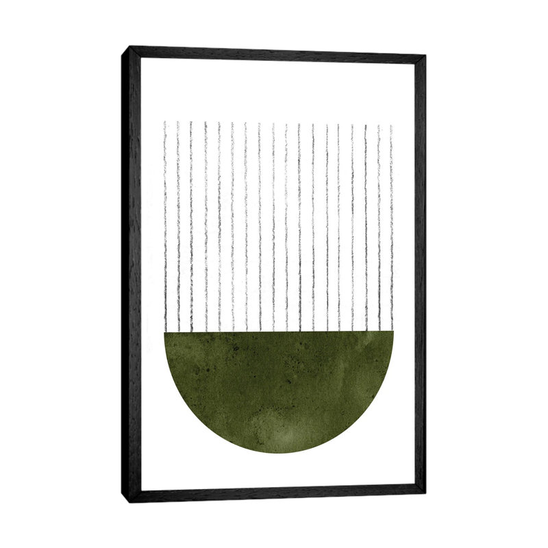 Geometric Dark Green Art by Whales Way - Print on Canvas, 66.04cm H x 45.72cm W x 3.81cm D, Black Framed