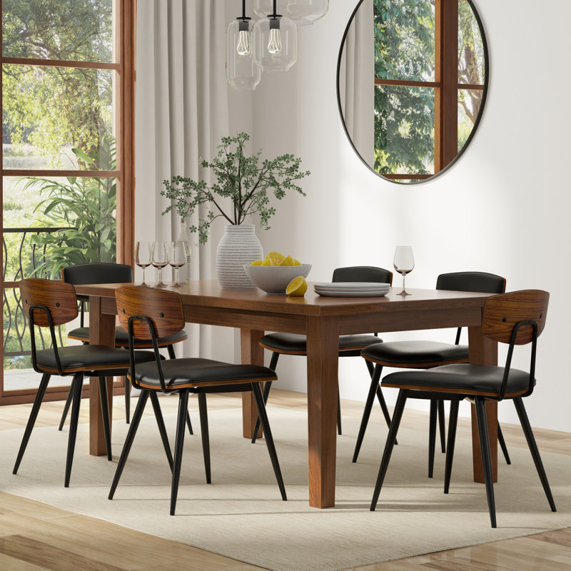 Eastwood 66"W Solid Wood Contemporary Rectangle Dining Table, Seats 6, Walnut