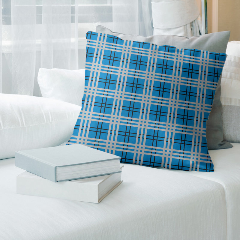 Coussin Los Angeles, 18" x 18", Polyester/ Bourre en polyester, Bleu moyen Carolina 
