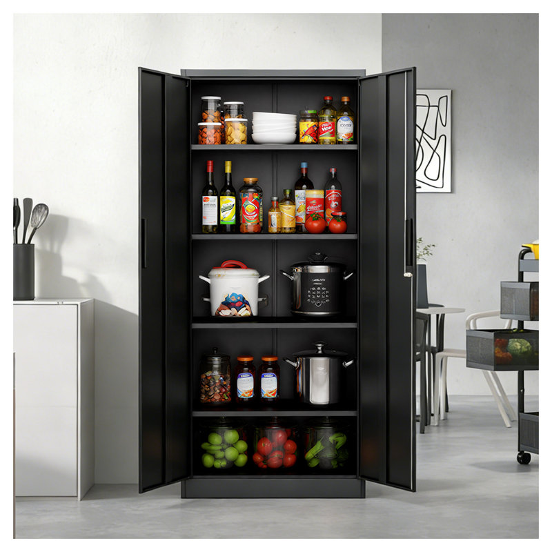 72"H Heavy Duty Metal Garage Storage Cabinet with 4 Adjustable Shelves - Lockable Steel Storage Cabinet for Garage, Home Office, or Workshop Organization