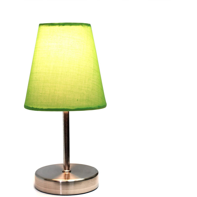 Lampe de table WHT Mini Basic Nickel sable avec abat-jour en tissu, blanc, Vert