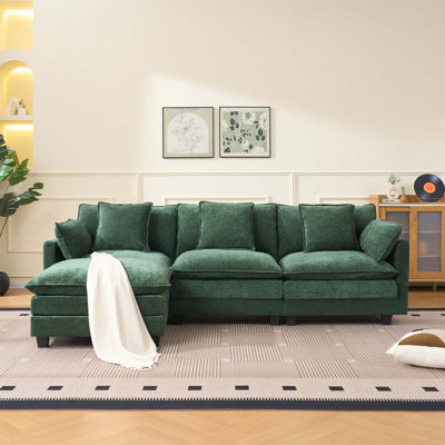 Canapé modulaire en L à 3 places avec repose-pieds avec rangement pour les salons, les appartements et les espaces compacts