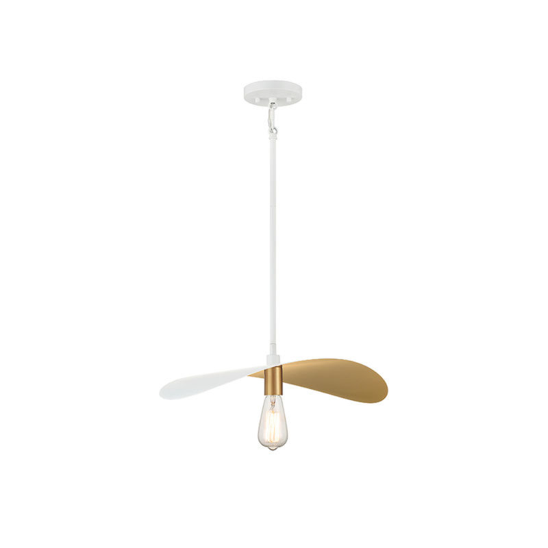 Luminaire suspendu 1 lumière Idis, Blanc / or peint