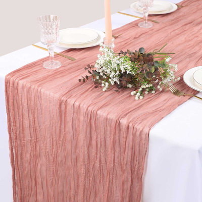 Table Runner Boho Gauze Table Runner Romantic Sheer Runner For Wedding Party Bridal Birthday Baby Shower Table Decorations