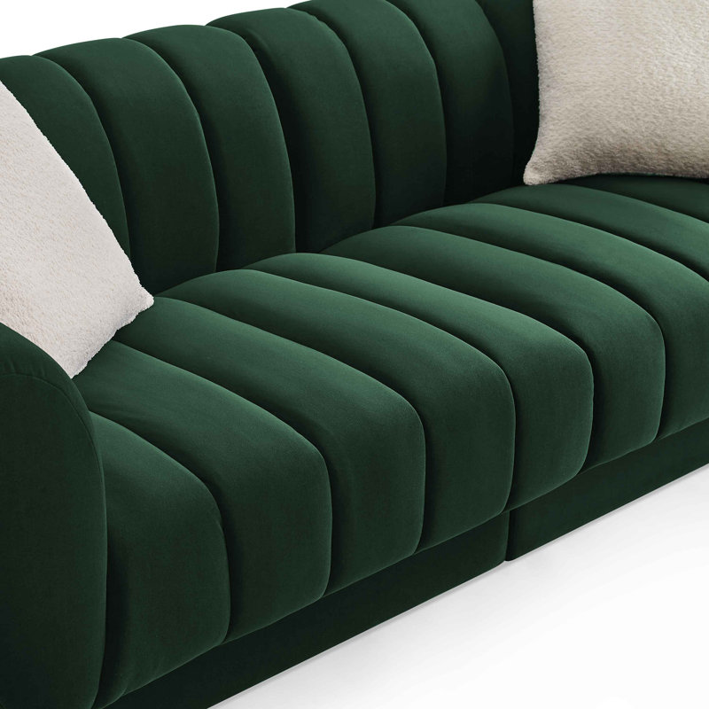 Charlotte 224Cm Velvet Rolled Arms Chesterfield Sofa, Green