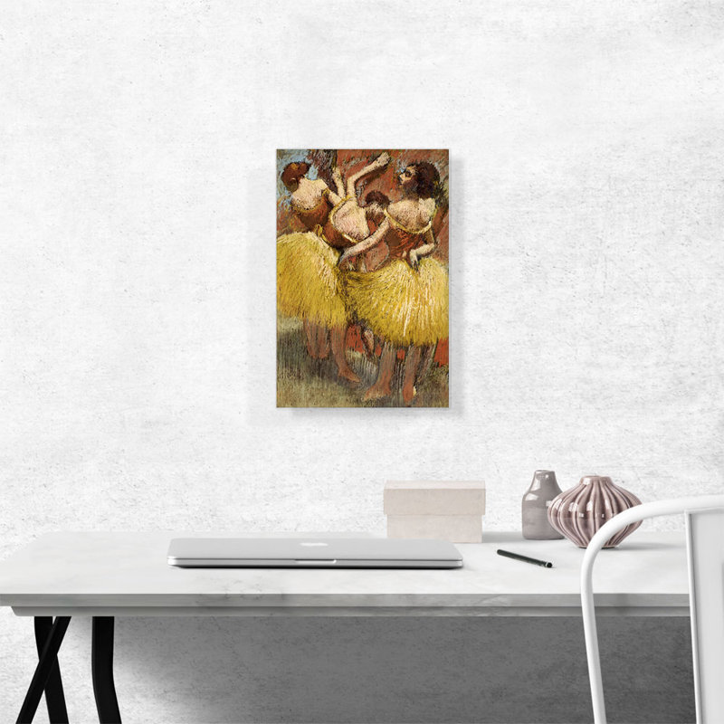 «Three Dancers In Yellow» par Edgar Degas - peinture sur toile tendue, H 18 po x l 12 po x P 1,5 po
