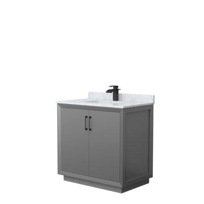 Ensemble de meuble-lavabo simple 36 po Strada_ Marbre de Carrare blanc