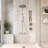 Modern 10" Wall Mounted Exposed Rainfall Shower System with Height Adjustable Handheld Shower and Rotatable Shower Head-129184332