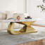 Table basse de table moderne avec base en acier inoxydable - Centre de table de salon élégant et durable-1574046149