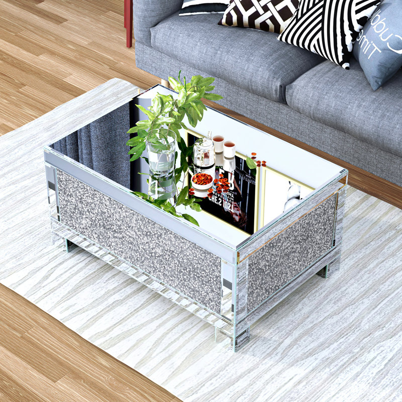 Table basse rectangulaire à losanges en miroir