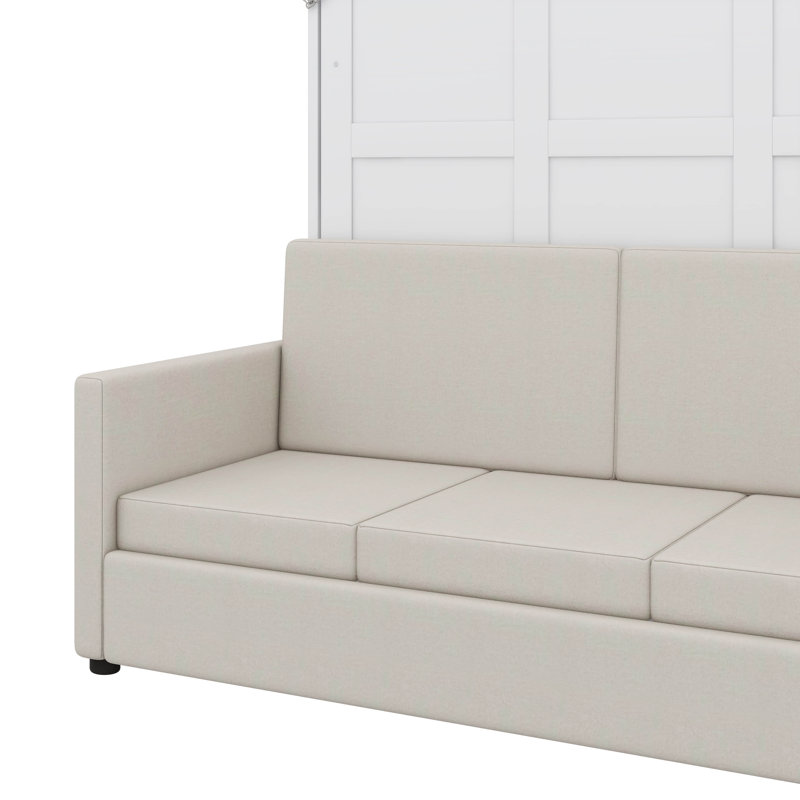 Lit escamotable mural Murphy avec coussin, Lit double, Blanc